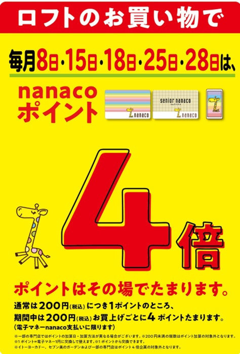 nanacoポイント4倍