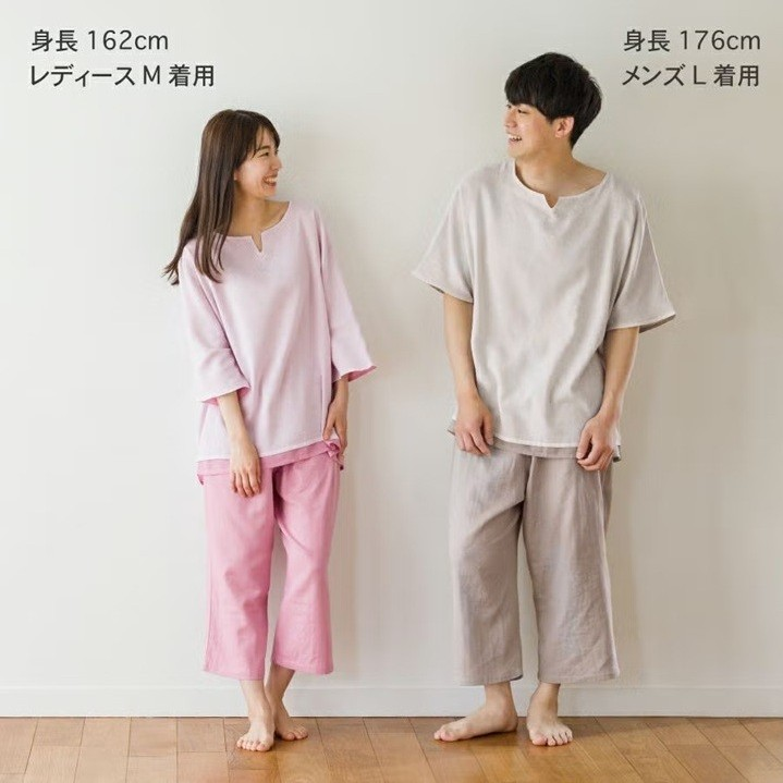  Wasaraf(わさらふ) 和さらし 2枚重ね ガーゼパジャマ